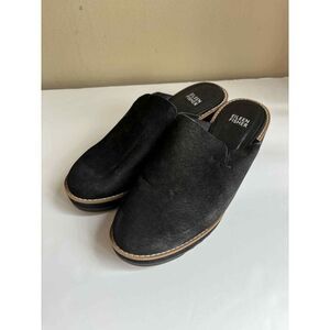 Eileen Fisher Loti Tumbled Nobuck Wedge Mule in Black Size 7.5